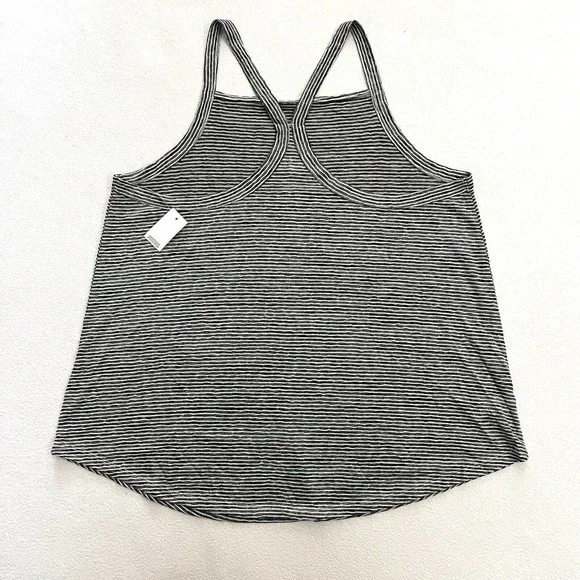 NWT Loft High Neck Black White Stripe Rayon Blend Halter Racerback Tank Top L - Picture 5 of 6